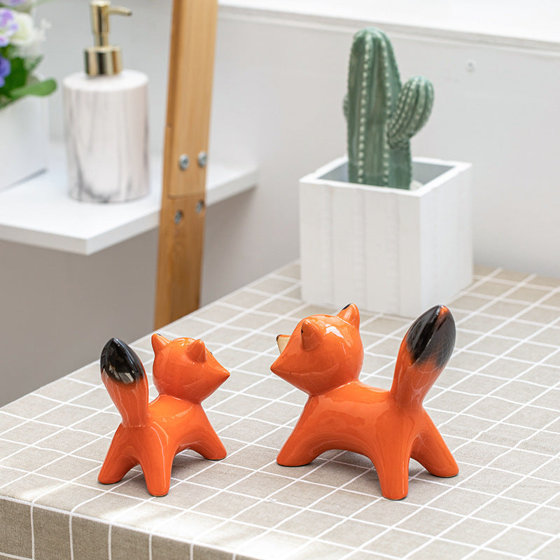 Creative Household Ceramic Red Fox Ornaments