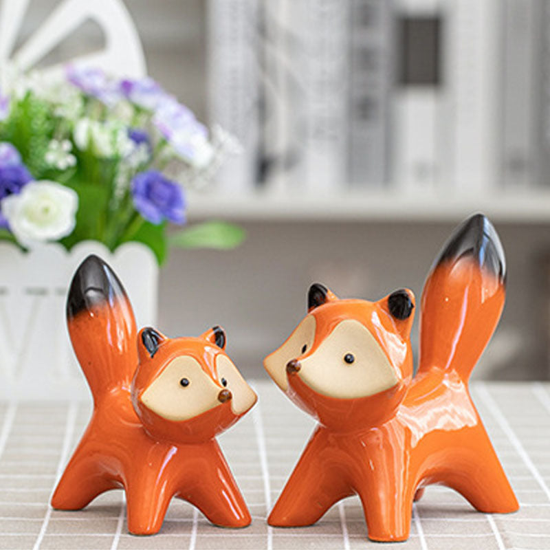 Creative Household Ceramic Red Fox Ornaments