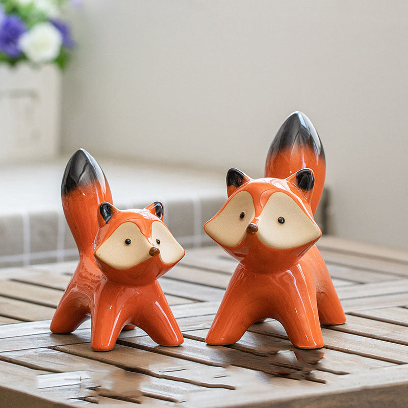 Creative Household Ceramic Red Fox Ornaments
