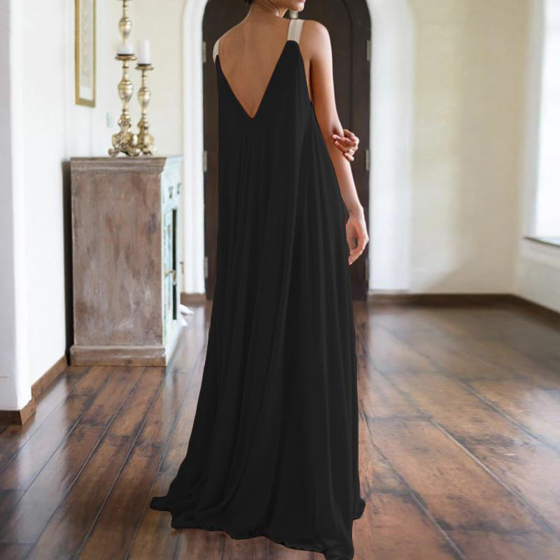 Plus Size Bohemian To The Floor Maxi Length V Neck and Back Elegant Evening Dress