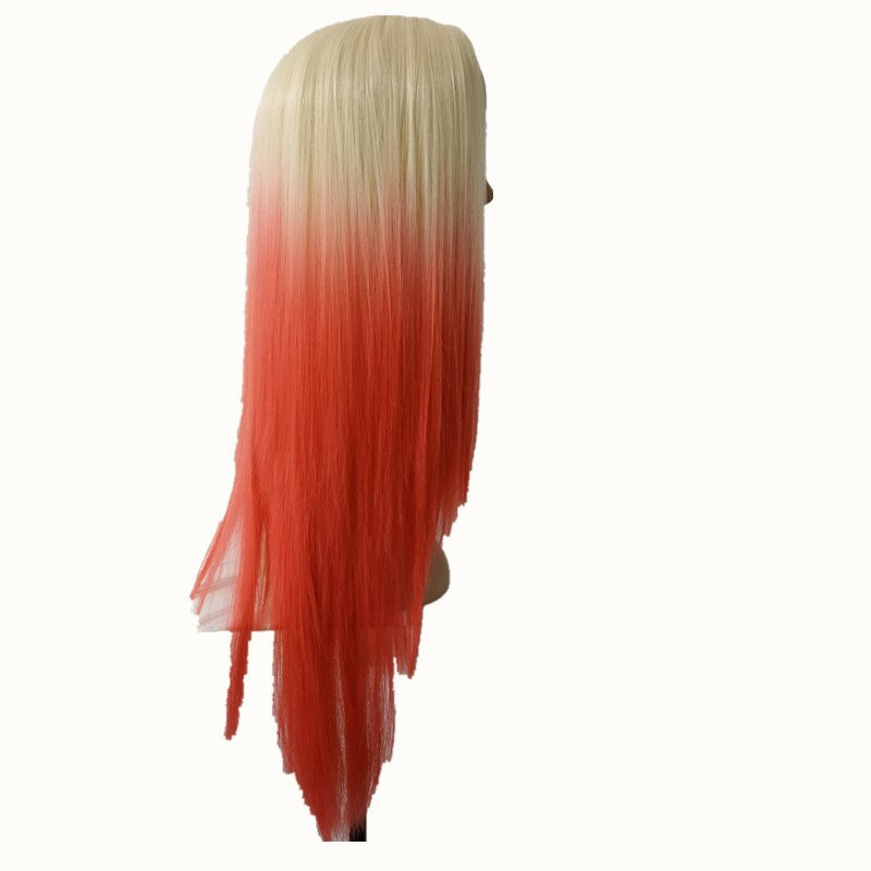 Popular Style White Dyed Big Red Mid-length Straight Hair