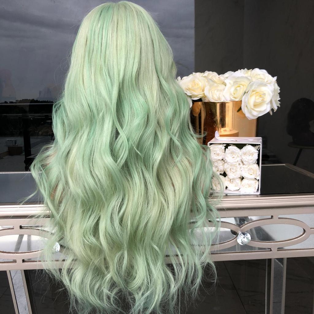 Green Mid-Length Curly Hair Cosplay Wig