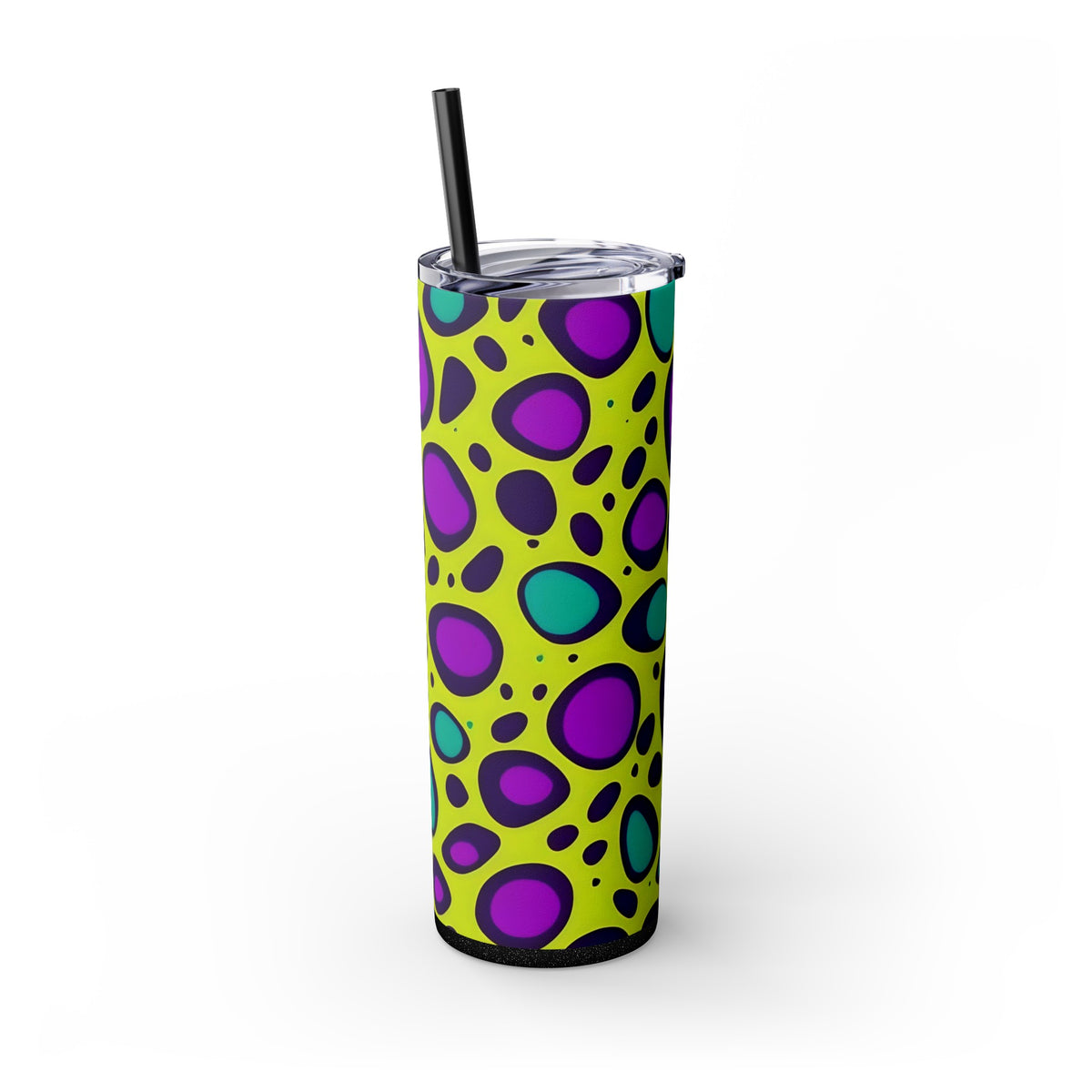 Neon Large Leopard Print Skinny Tumbler with Straw, 20oz