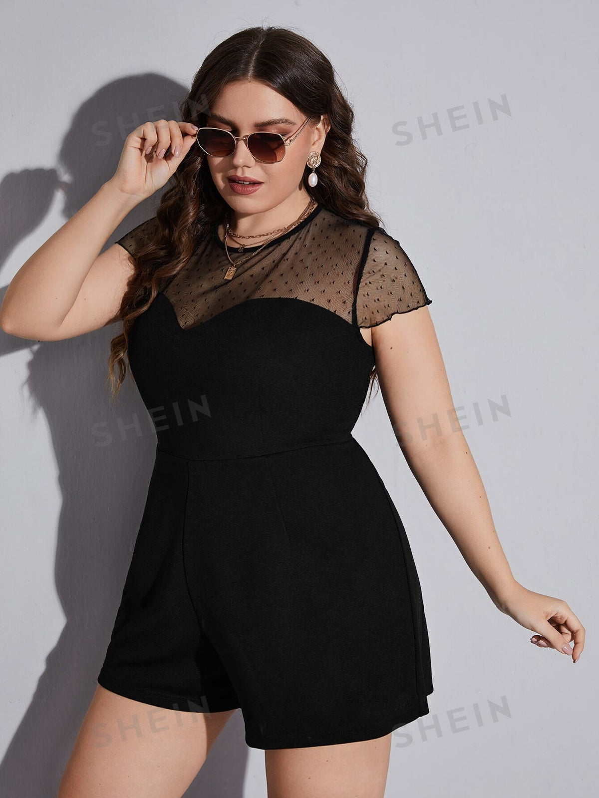 Privé Plus Mesh Yoke & Sleeve Romper