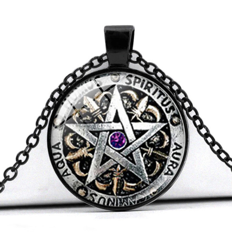 Pentagram Gem Spiritual Locket Look Necklace