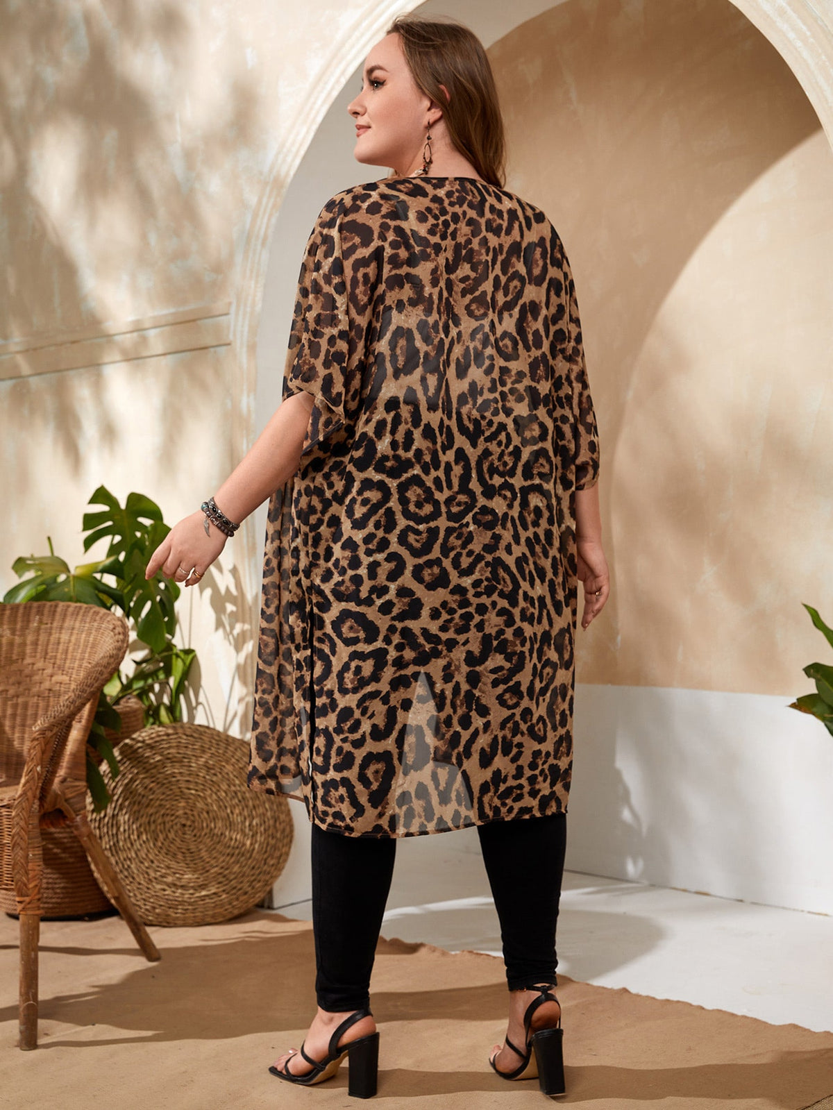 EMERY ROSE Plus Leopard Print Kimono