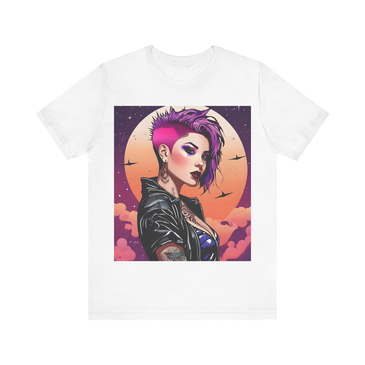 Batty Moon Goth Girl Unisex Short Sleeved Graphic Print Tee Shirt