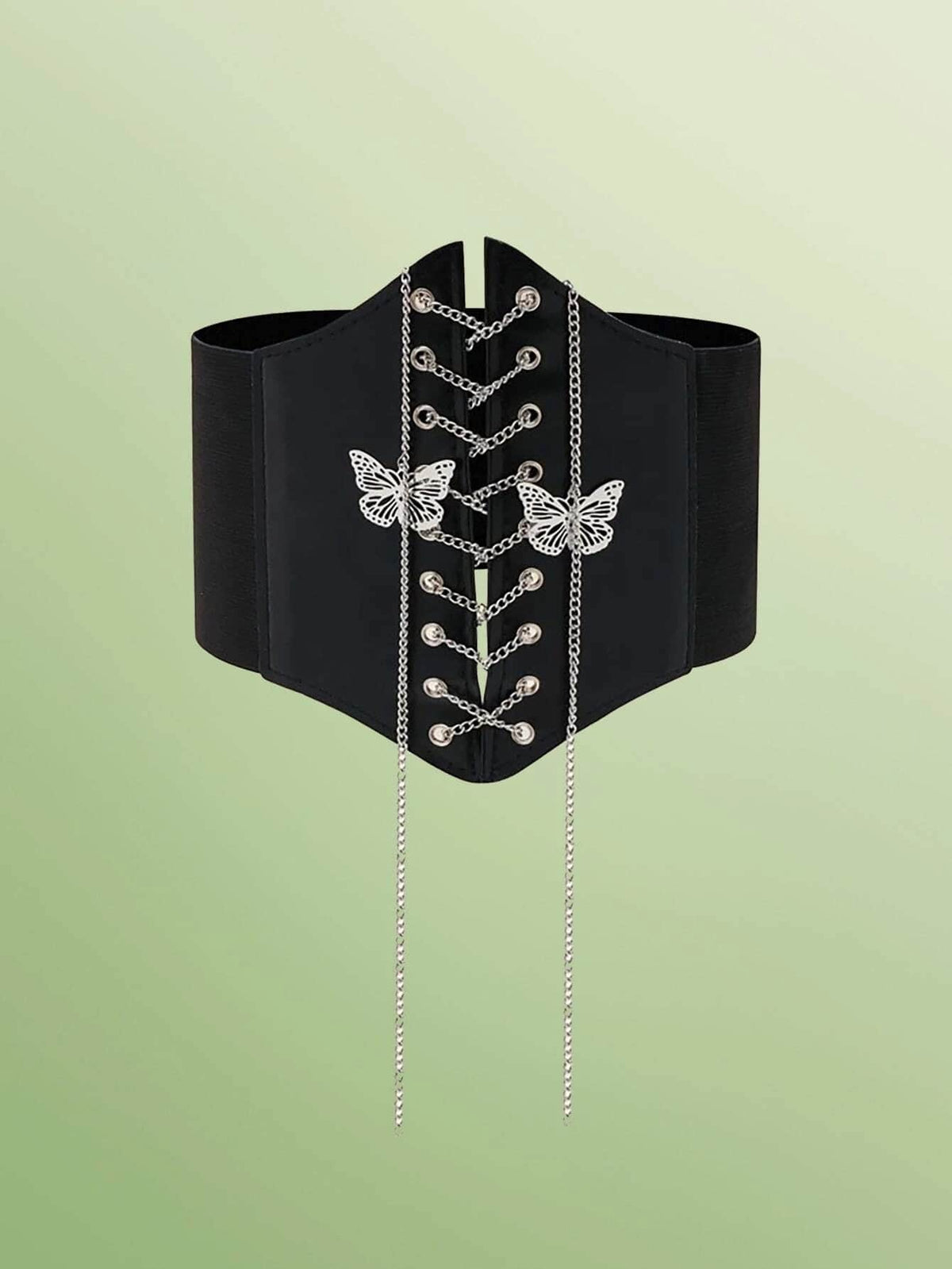 ROMWE Butterfly & Chain Decor Lace-up Corset Belt