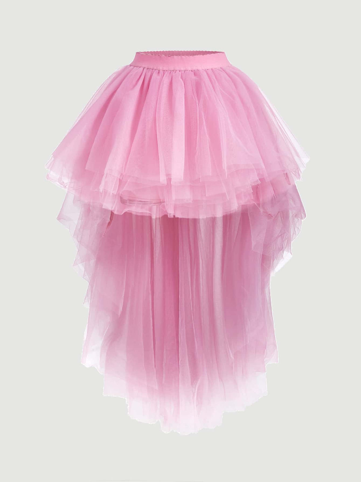 MOD Plus Size Women's Pink High-Low Tulle Skirt With Puffy Hem