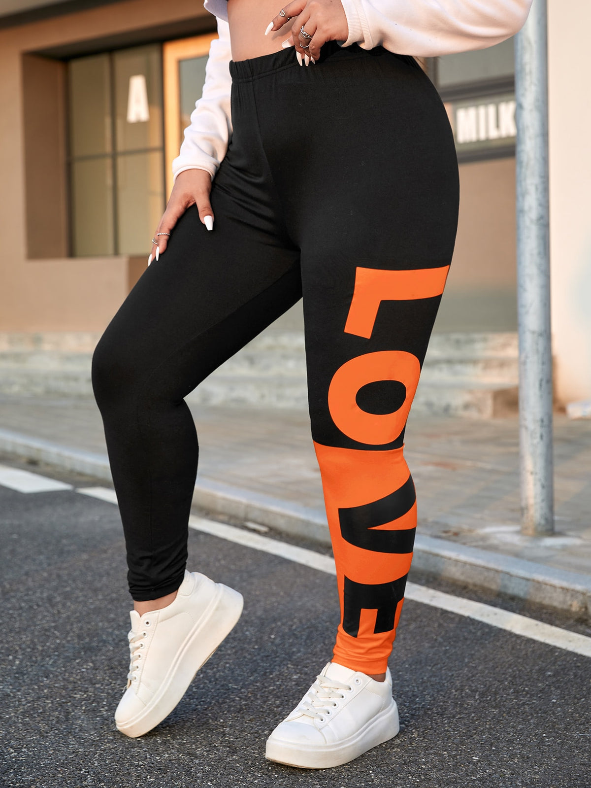 EZwear Casual Simple All-Over Printed Plus Size Leggings For Summer