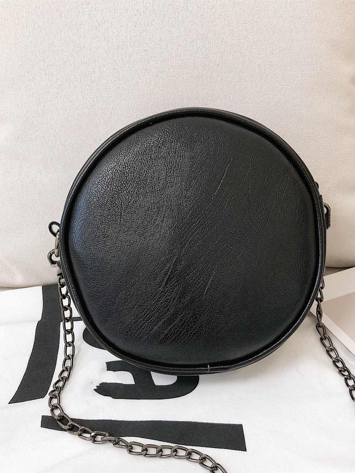 Mini Fringe & Studded Decor Chain Circle Bag