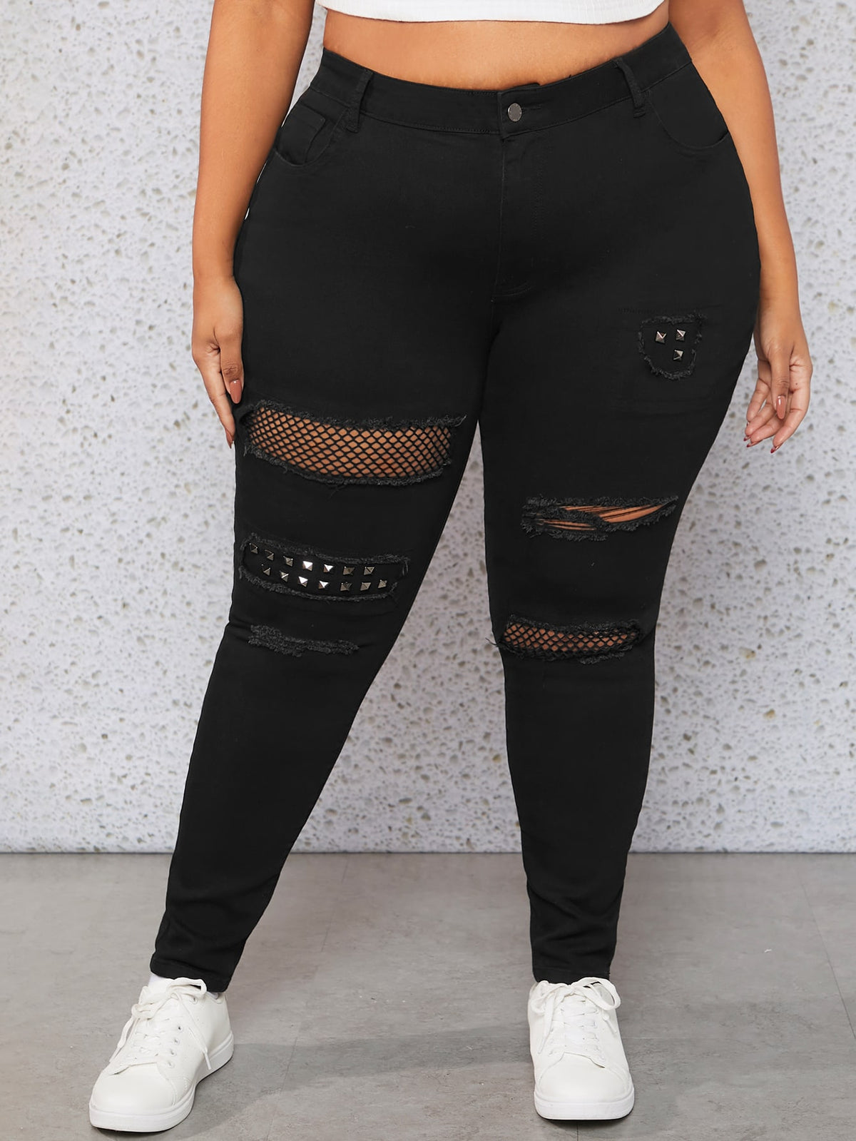 CURVE  Plus Size Women's Skinny Ripped Jeans