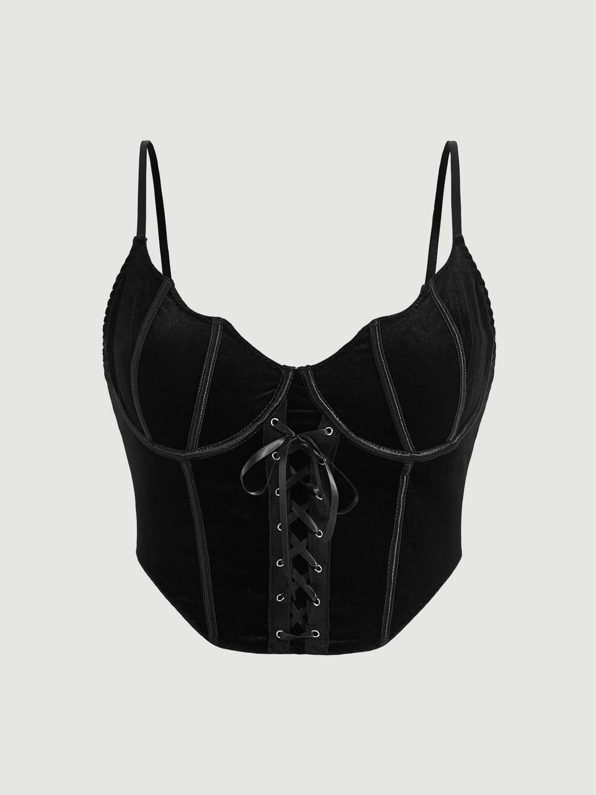 ROMWE Goth Plus Lace Up Front Cami Top