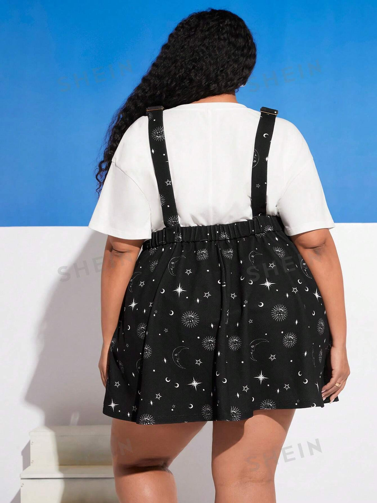 CURVE  Plus Galaxy Print Overall Dress Without Tee