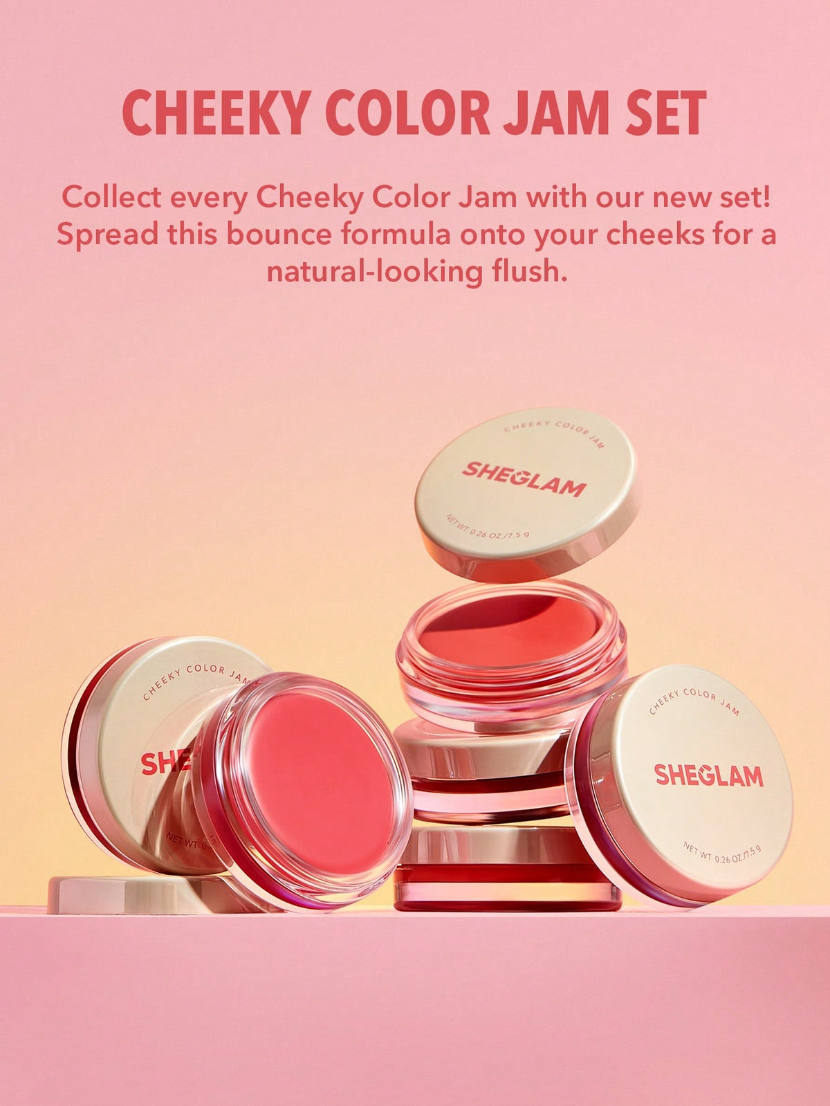 SHEGLAM Cheeky Color Jam Set 6 In 1 Multi-Use Cream Blush Set Lip Cream Set Matte Highly Pigmented Natural Blush Powder Face Makeup Black Friday Sale New Years Gift Blush Kit