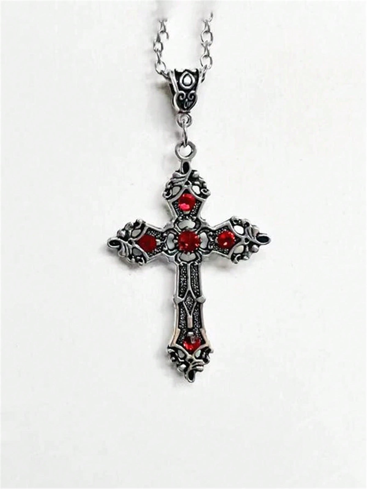 ROMWE Goth 1pc Fashion Zinc Alloy Cross Charm Necklace For Women For Daily Decoration