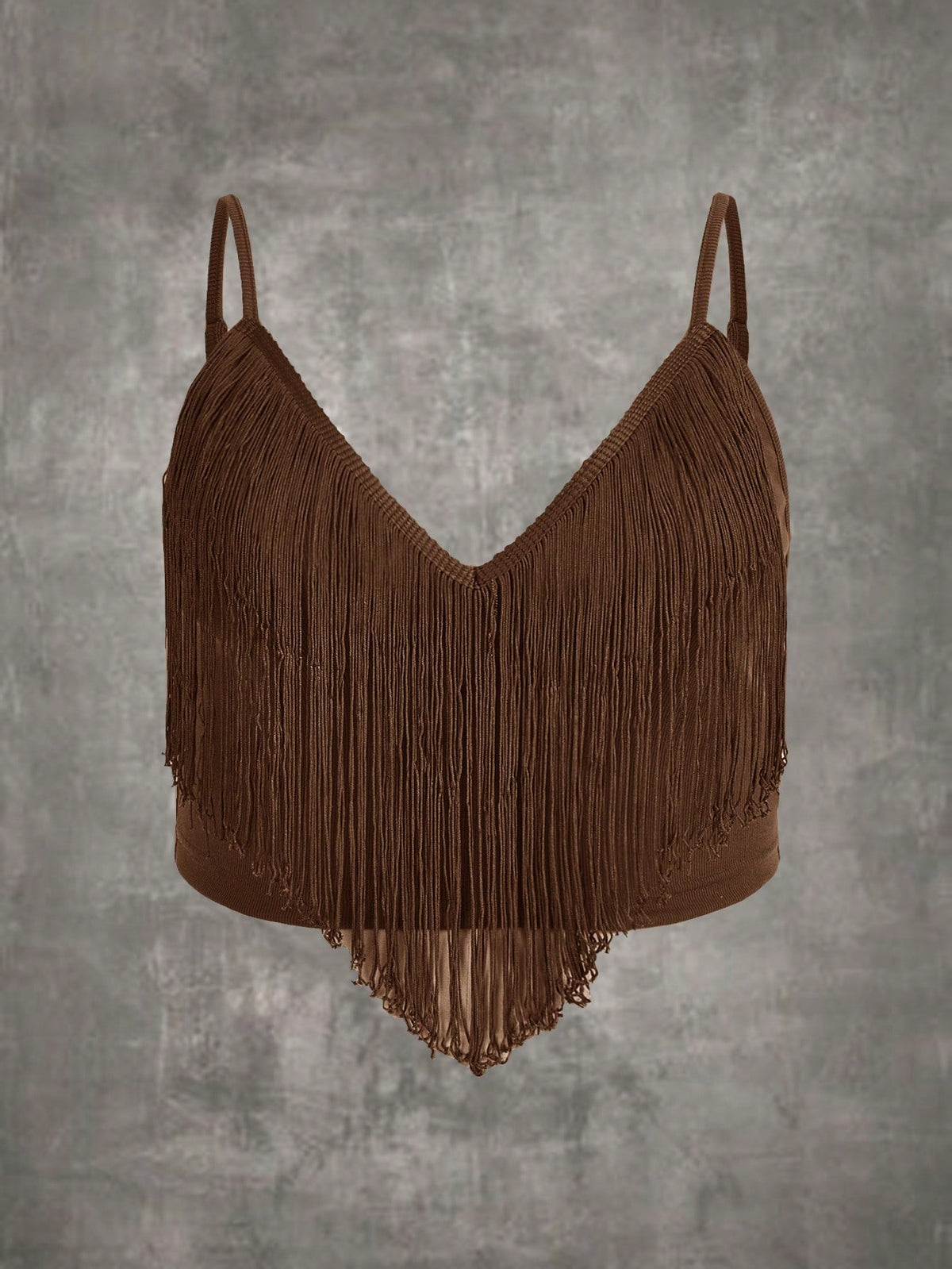 ROMWE PUNK Plus Fringe Trim Crop Cami Top