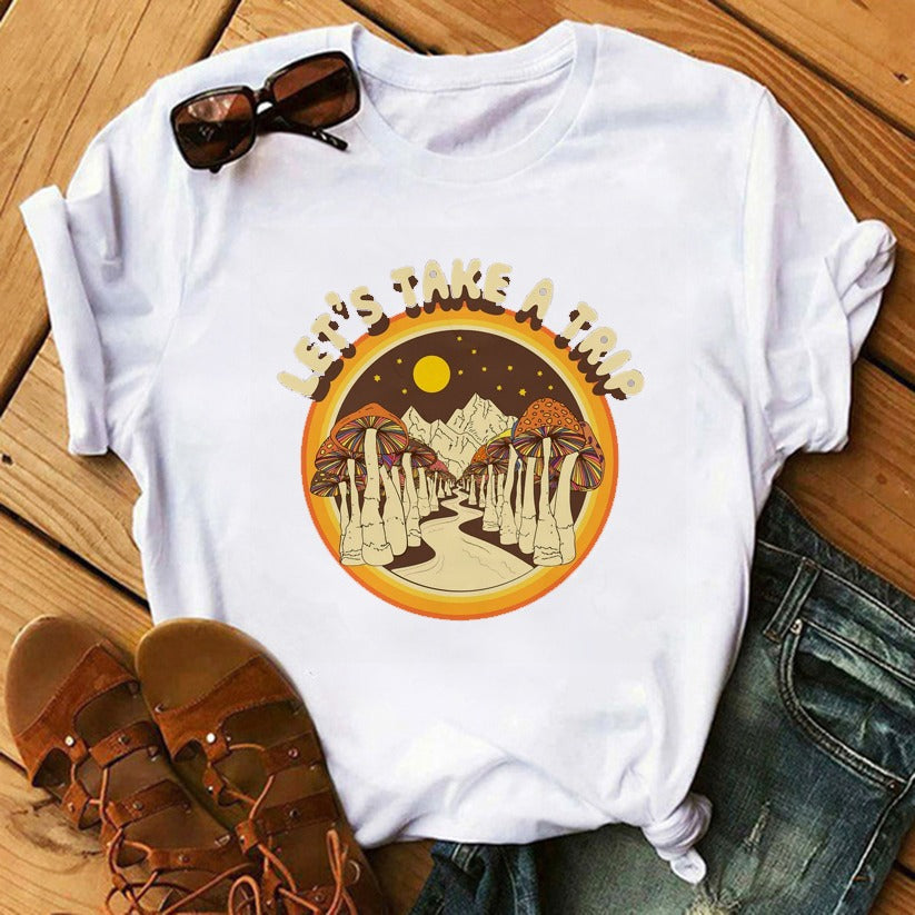 Let’s Take A Trip Retro 90’s Fashion Graphic Printed Tee