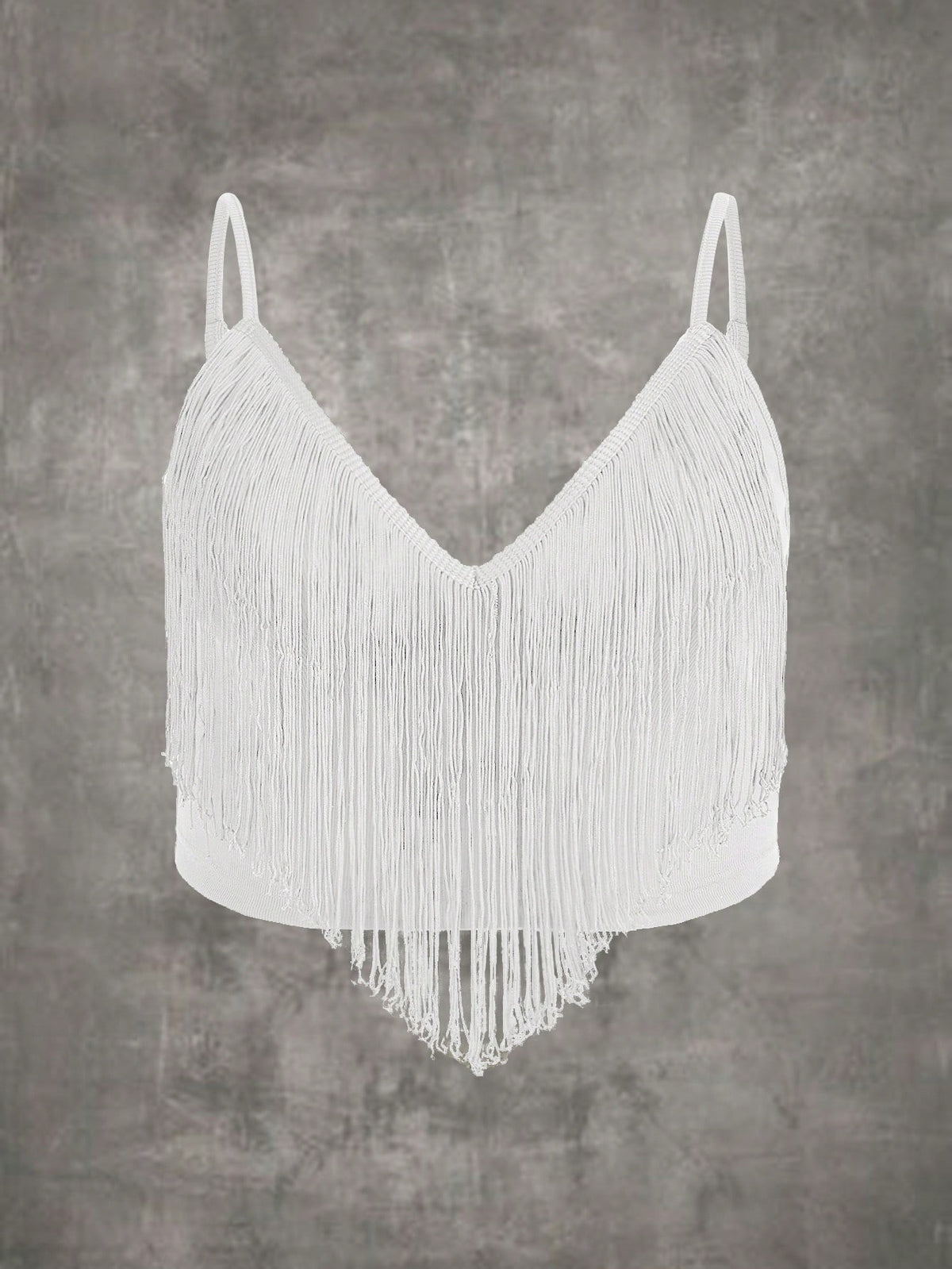 ROMWE PUNK Plus Fringe Trim Crop Cami Top