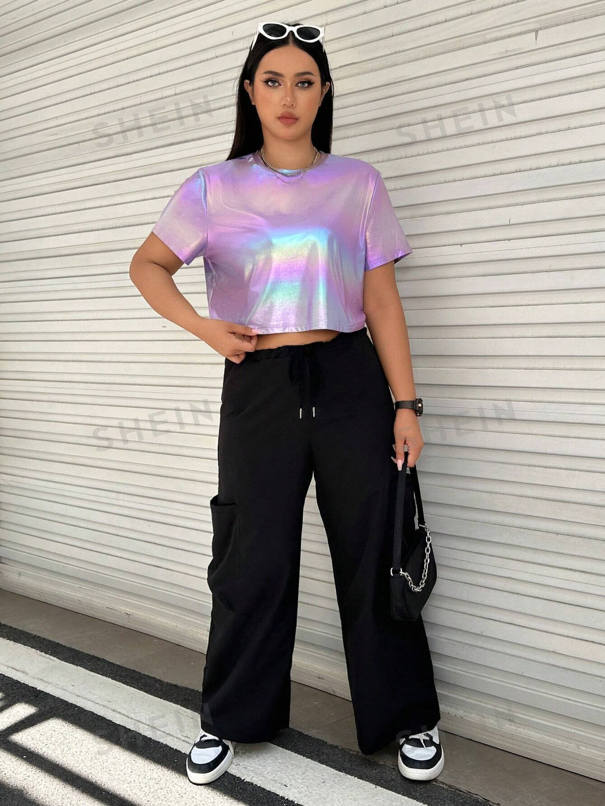 EZwear Plus Holographic Crop Tee