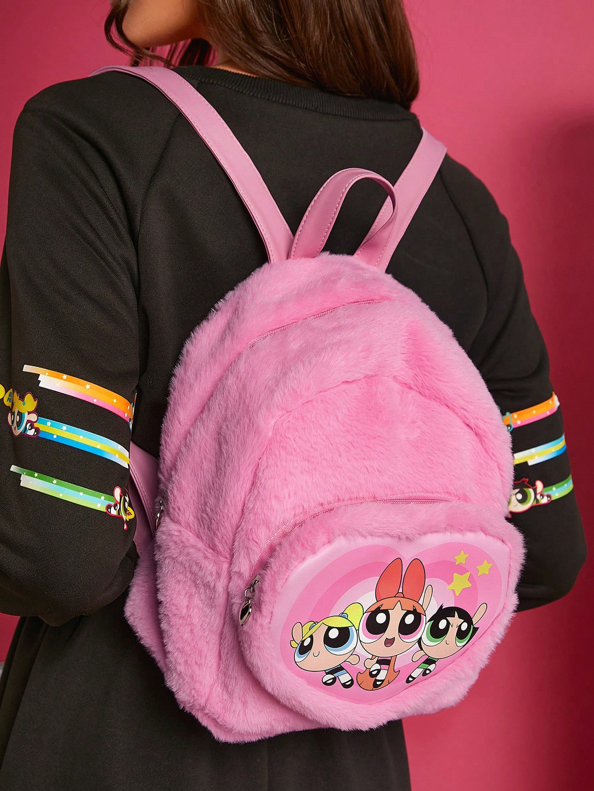 THE POWERPUFF GIRLS X  Fashionable Pink Shoulder Bag With Cartoon Character Design