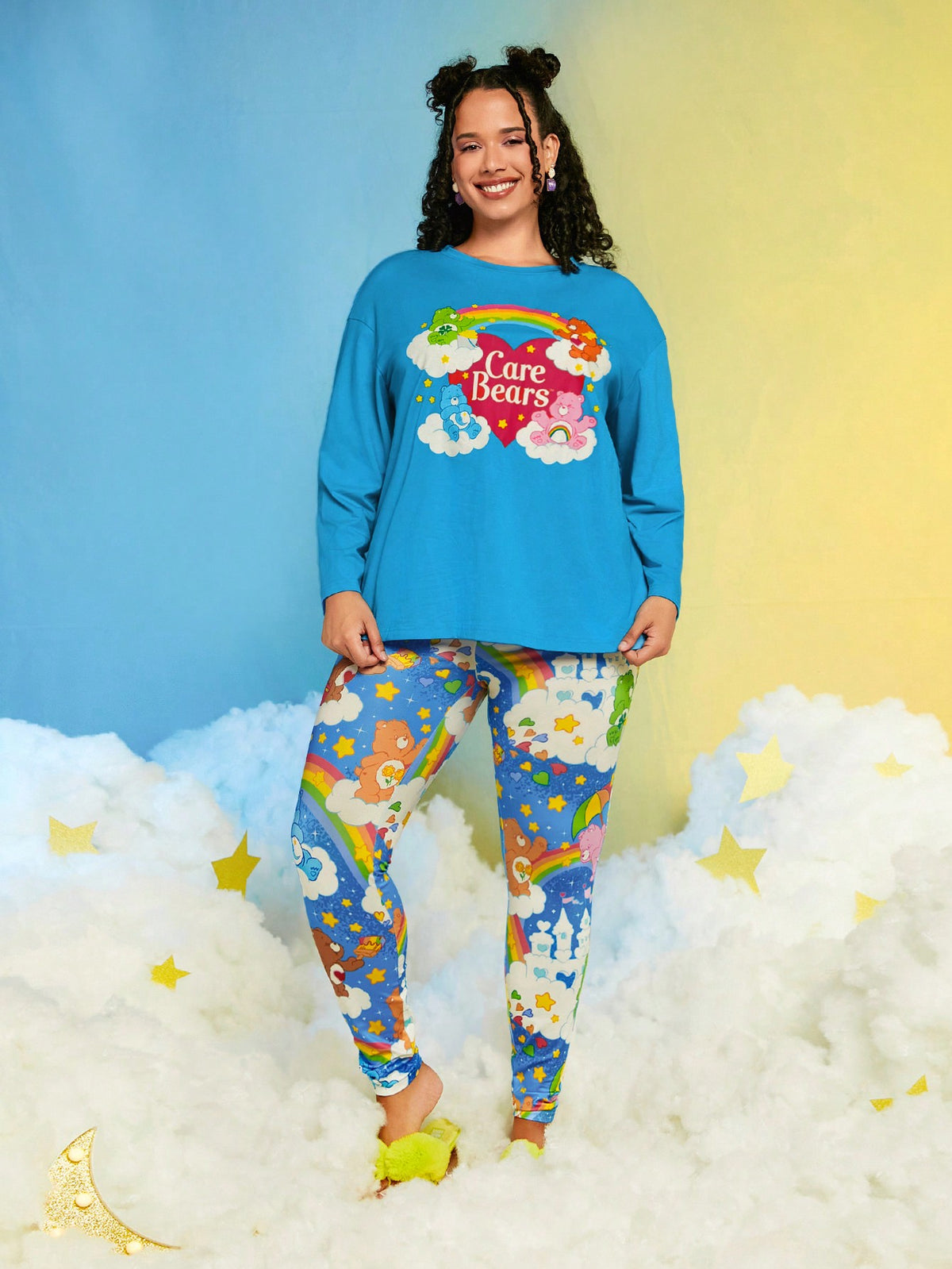 X Care Bears Plus Cartoon Graphic PJ Set