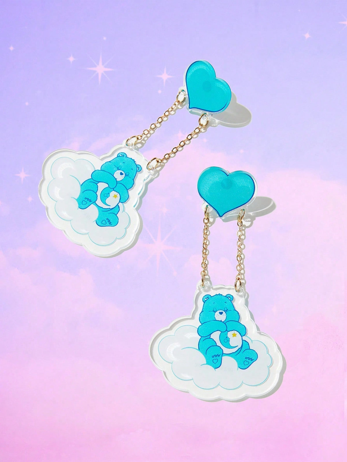 ROMWE X Care Bears 1pair Cute Acrylic Cartoon Bear Pattern Drop Earrings For Women For Daily Decoration