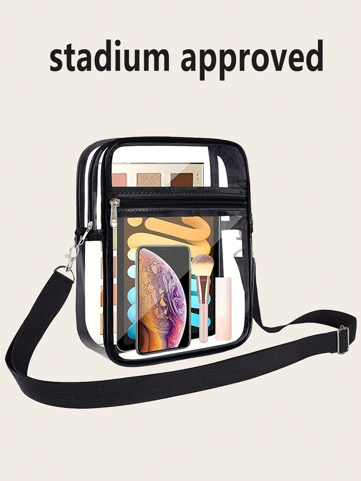 Clear Crossbody Bag, Stadium Approved Zipper Clear Purse Bag For Concerts Sports Events Festivals With Adjustable Shoulder Strap For Women And Men Pvc Bag, Fashion Clear Satchel Gift Cute See Through Shoulder Bag, Transparent Crossbody Purse Stadium Appr