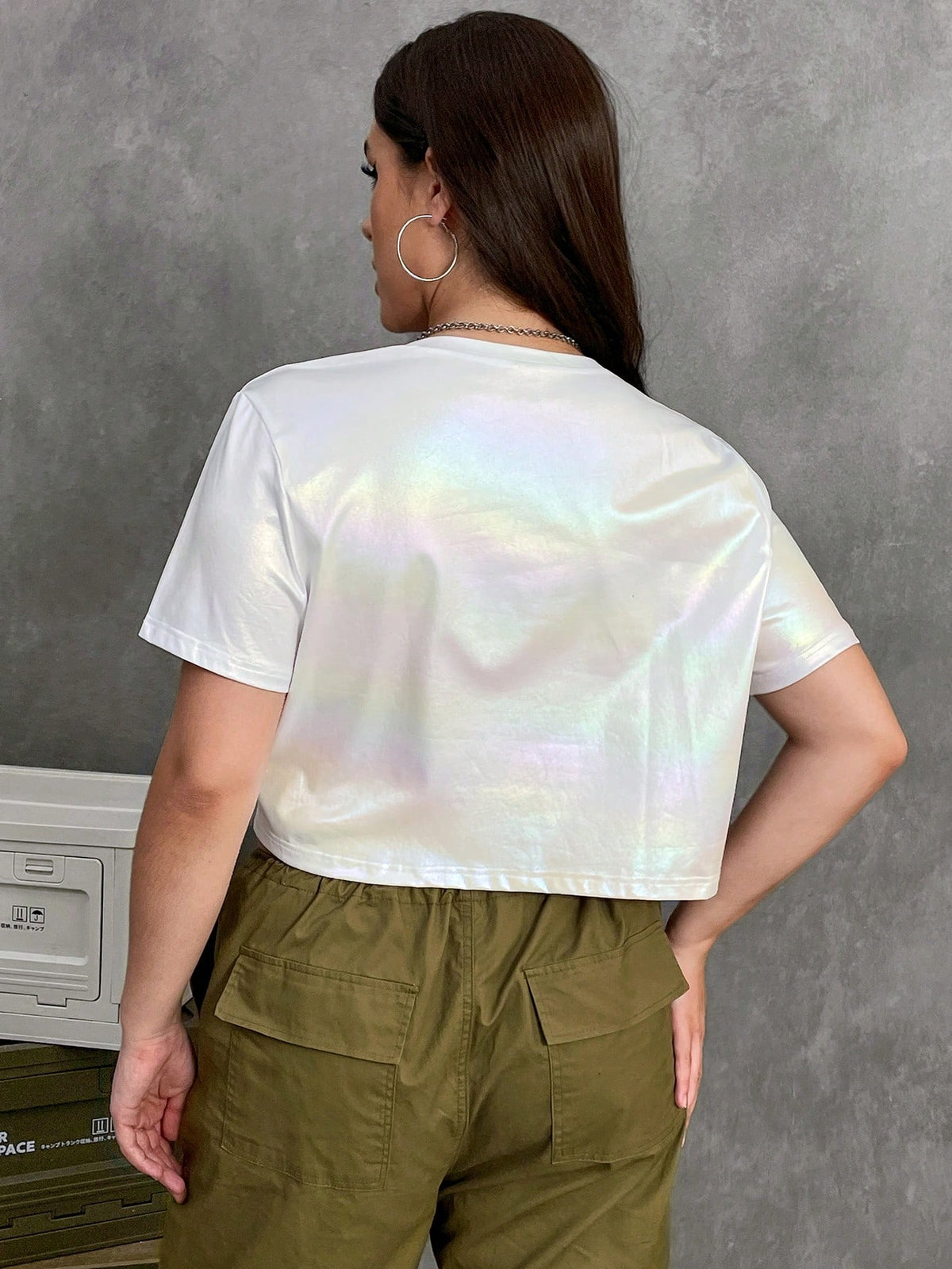 EZwear Plus Holographic Crop Tee