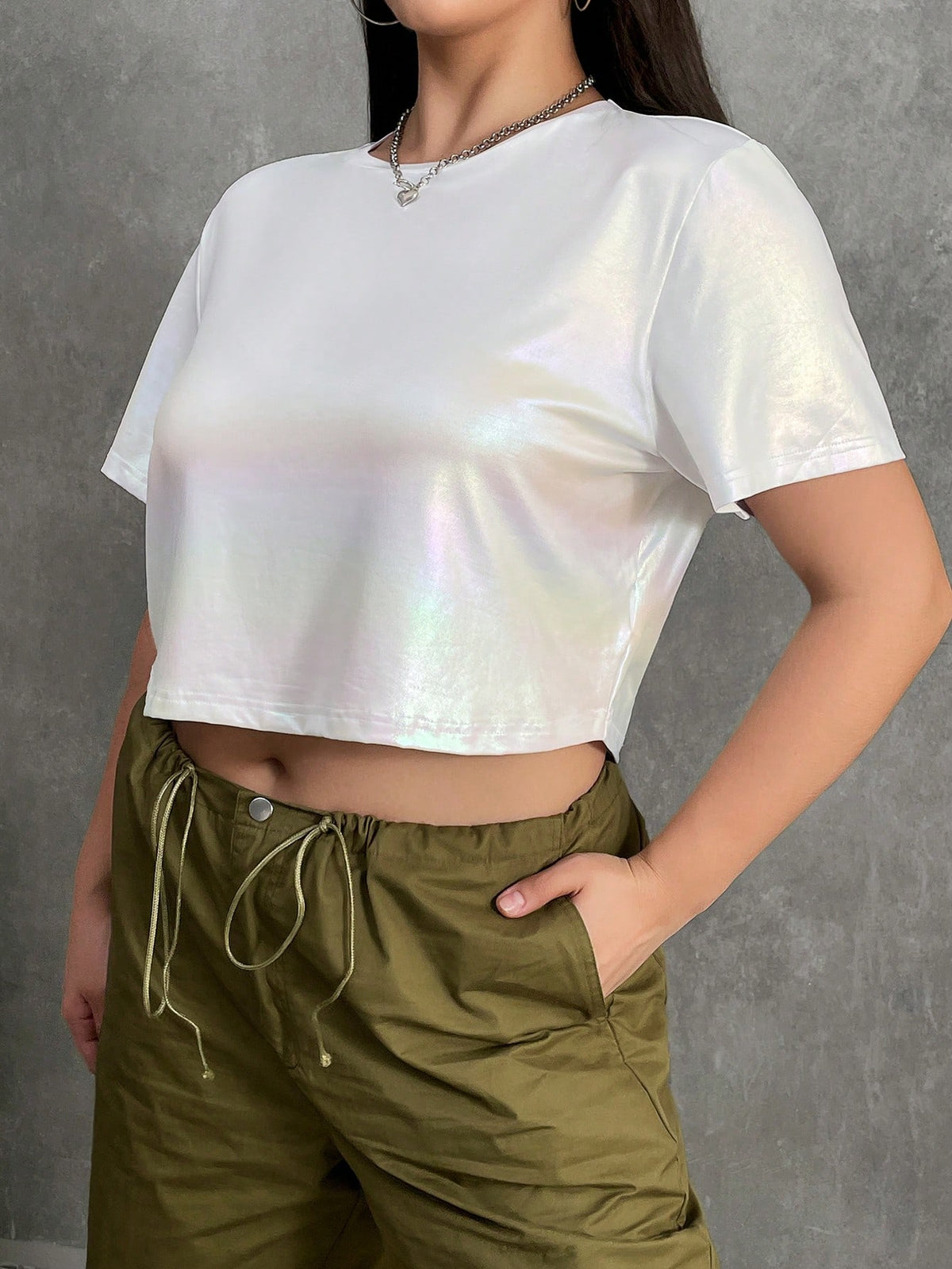 EZwear Plus Holographic Crop Tee