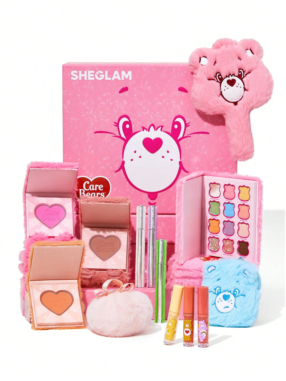 SHEGLAM X Care Bears Collection Set Vibrant Colored Eyeshadows Green White Purple Eyeliner Pink Blush Body Highlighter Liquid Lipstick Set Black Friday Sale Gift Makeup Set