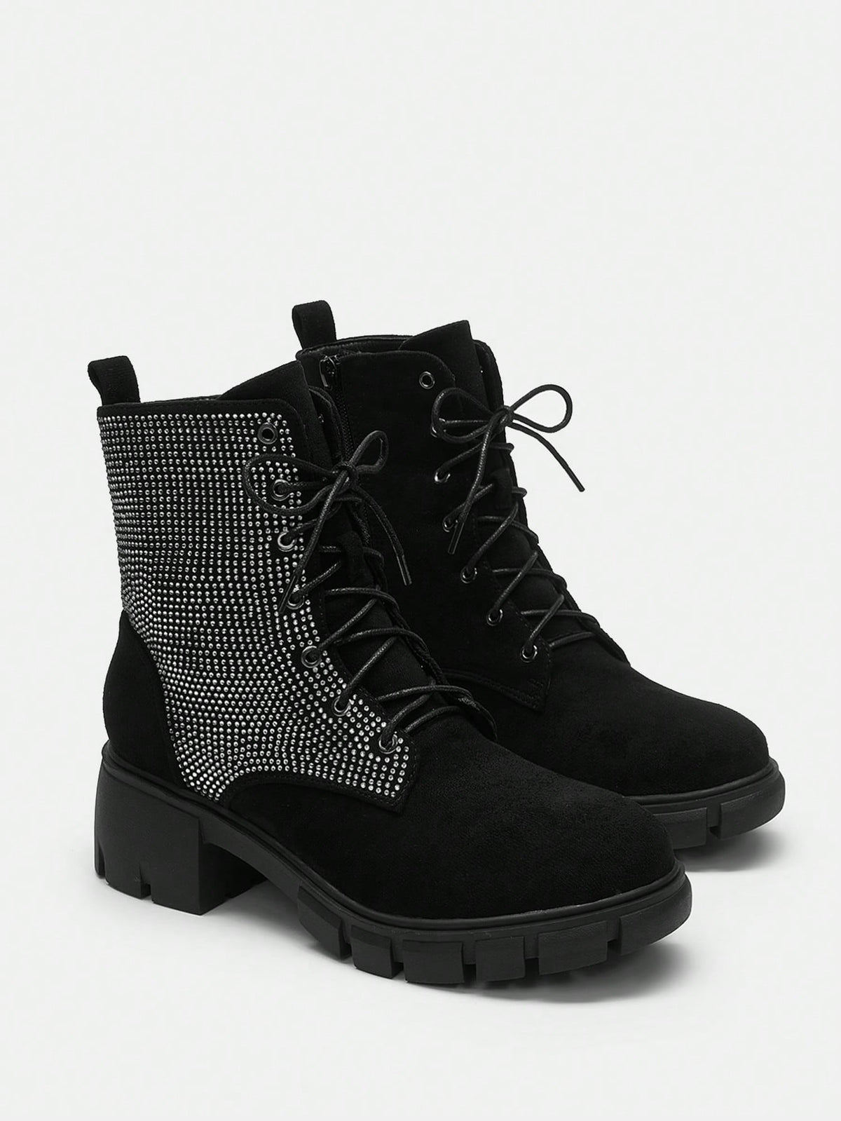 ICON Rhinestone Decorated Black Ankle Boots