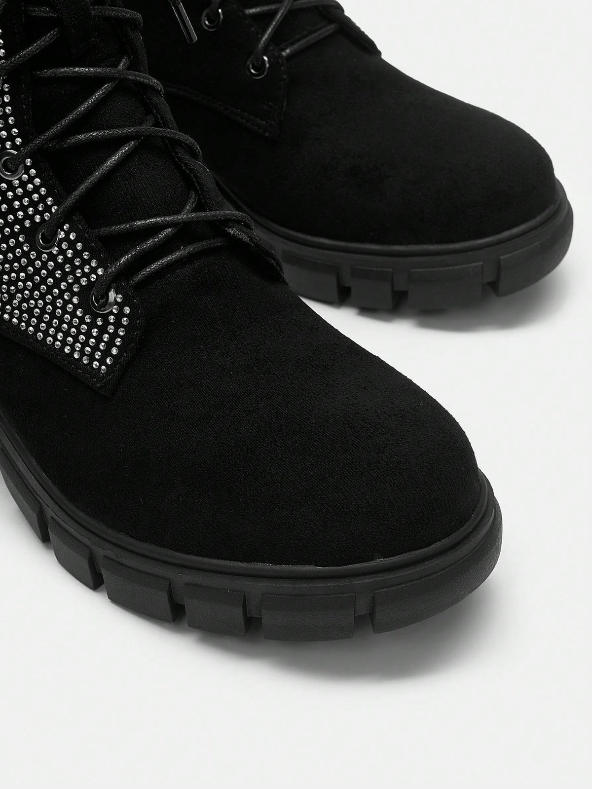 ICON Rhinestone Decorated Black Ankle Boots