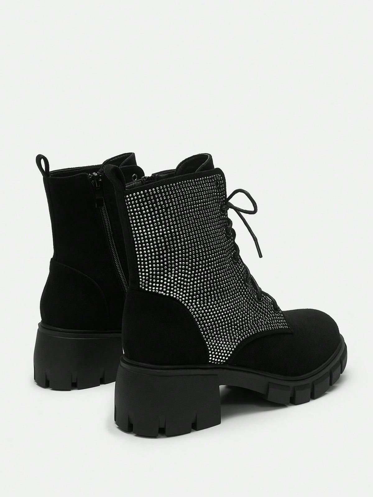 ICON Rhinestone Decorated Black Ankle Boots