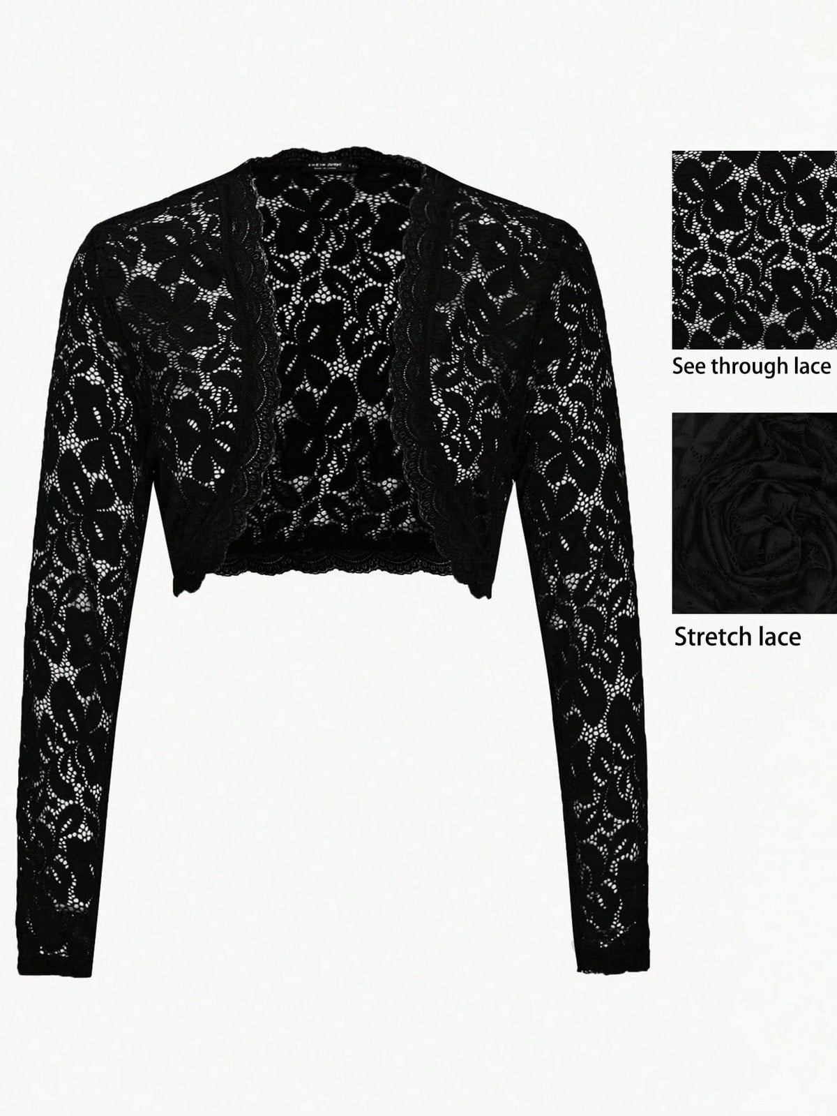 Clasi Plus Open Front Crop Lace Jacket