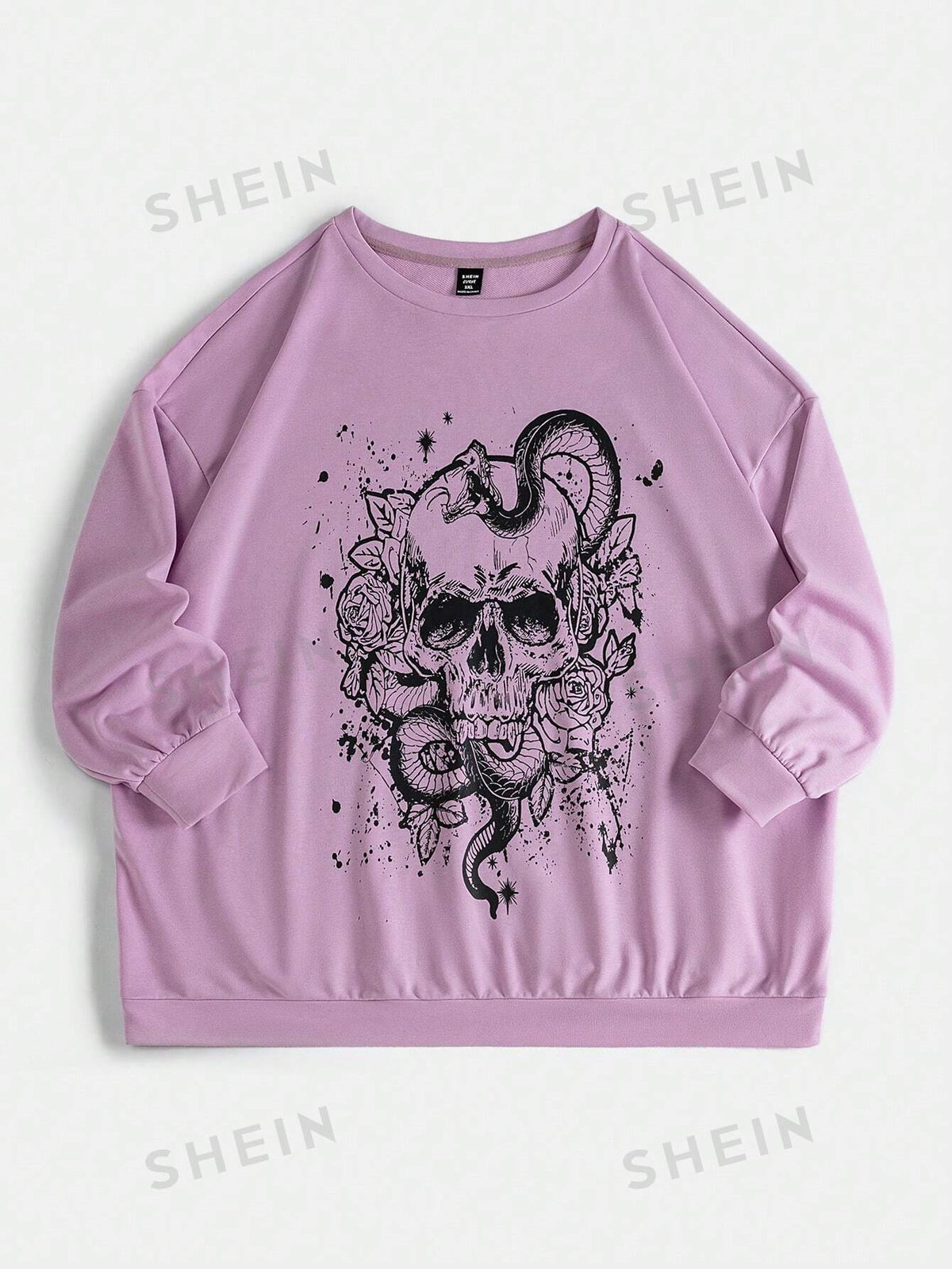 EZwear Knitted Skull Pattern Plus Size Women's Sweatshirt