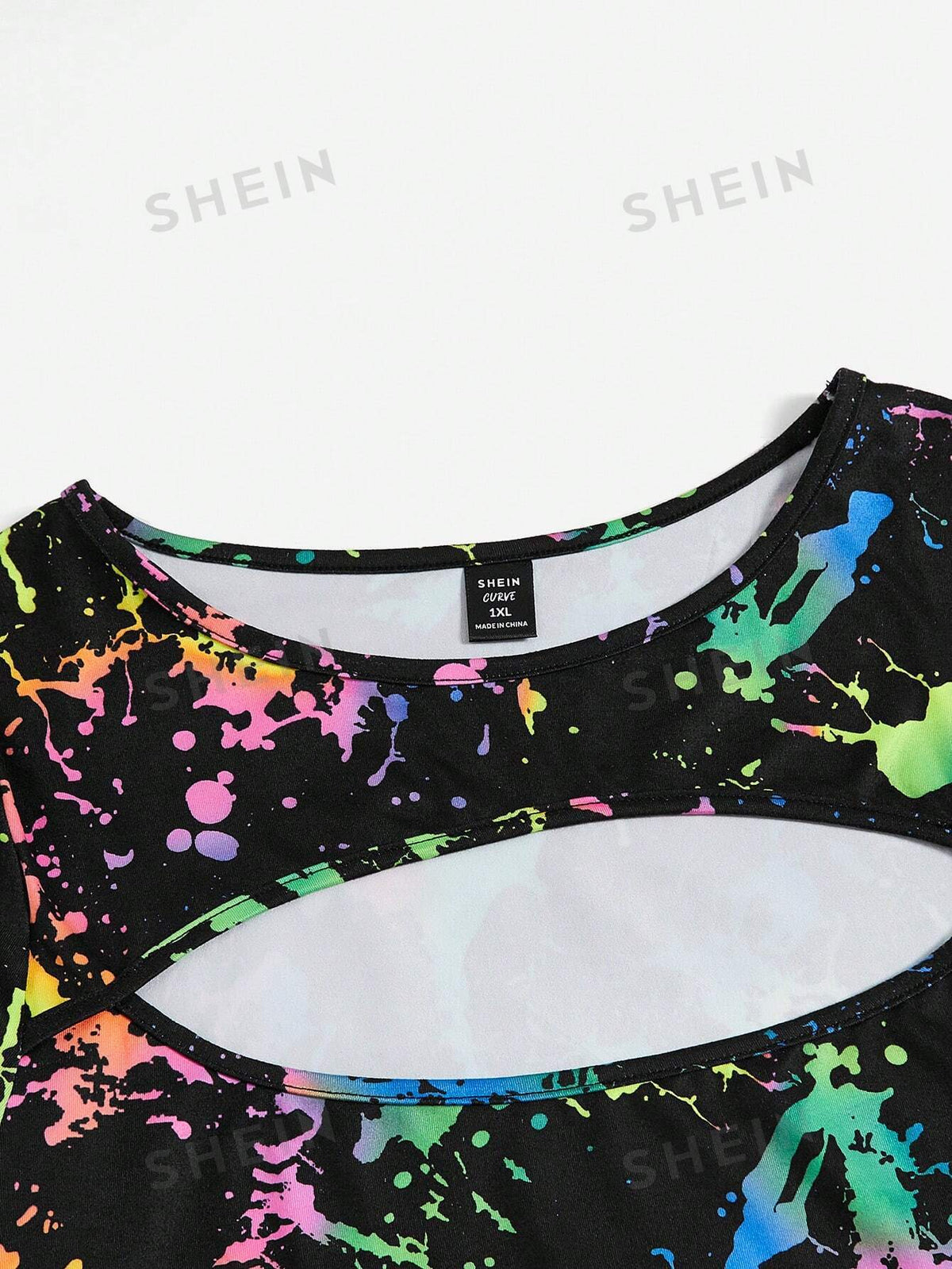 Ink Splash Plus Size Bodysuit: Embrace Your Curves with SHEIN ICON