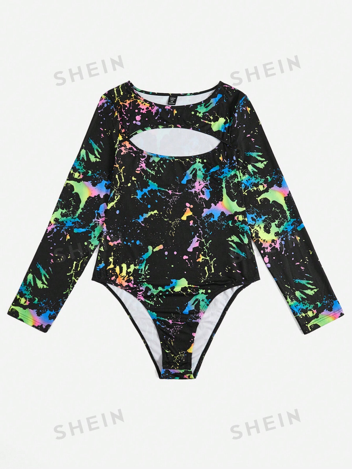 Ink Splash Plus Size Bodysuit: Embrace Your Curves with SHEIN ICON