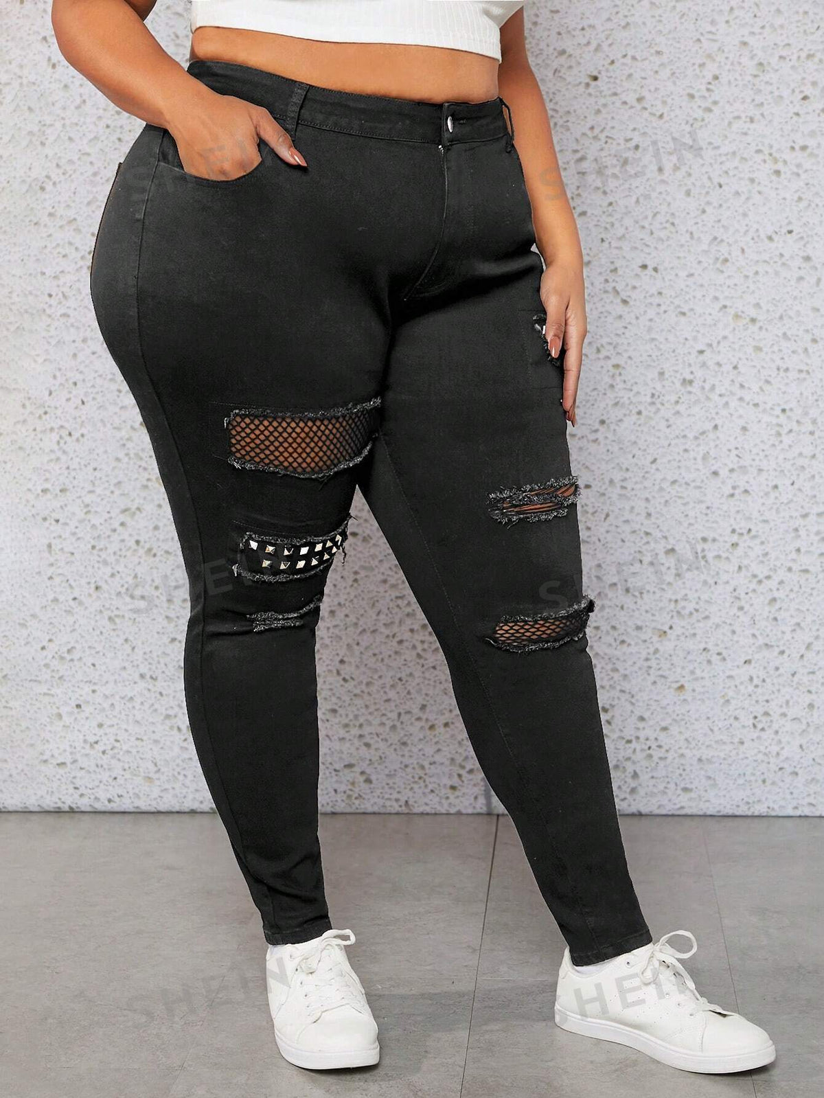 CURVE  Plus Size Women's Skinny Ripped Jeans