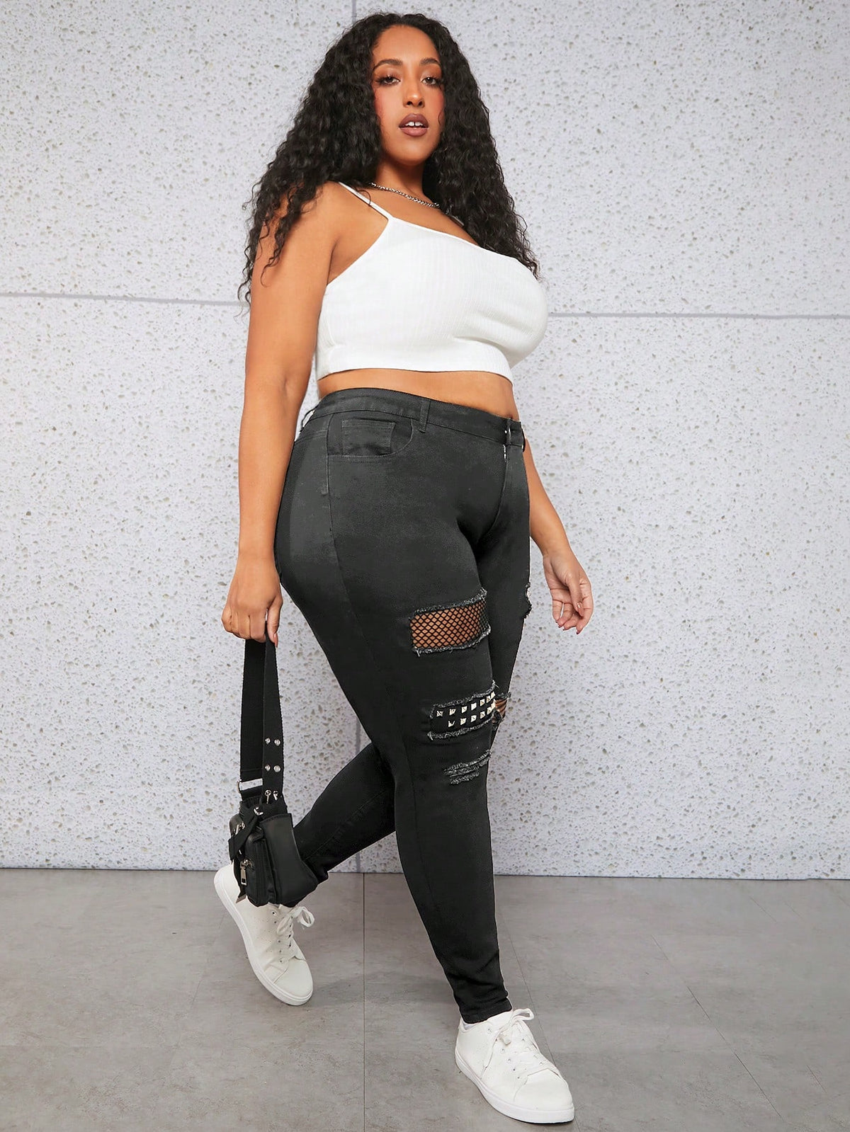 CURVE  Plus Size Women's Skinny Ripped Jeans