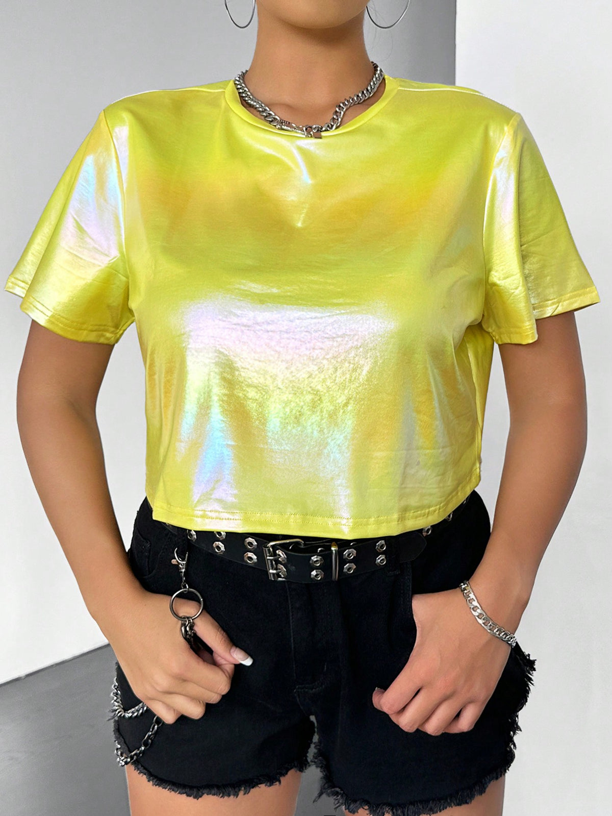 EZwear Plus Holographic Crop Tee