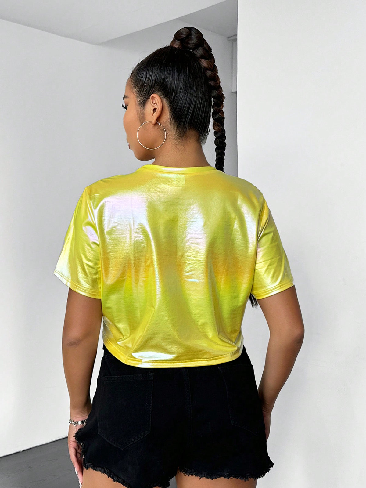 EZwear Plus Holographic Crop Tee