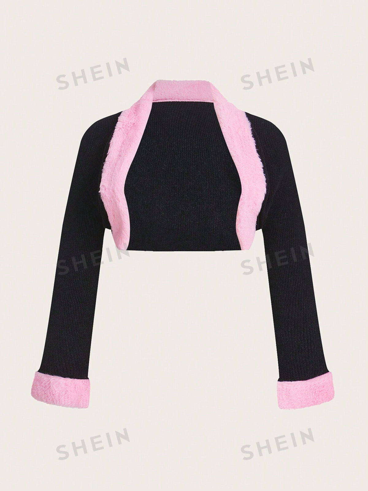 Cozy Comfort: SHEIN ICON Plus Size Plush Patchwork Cardigan