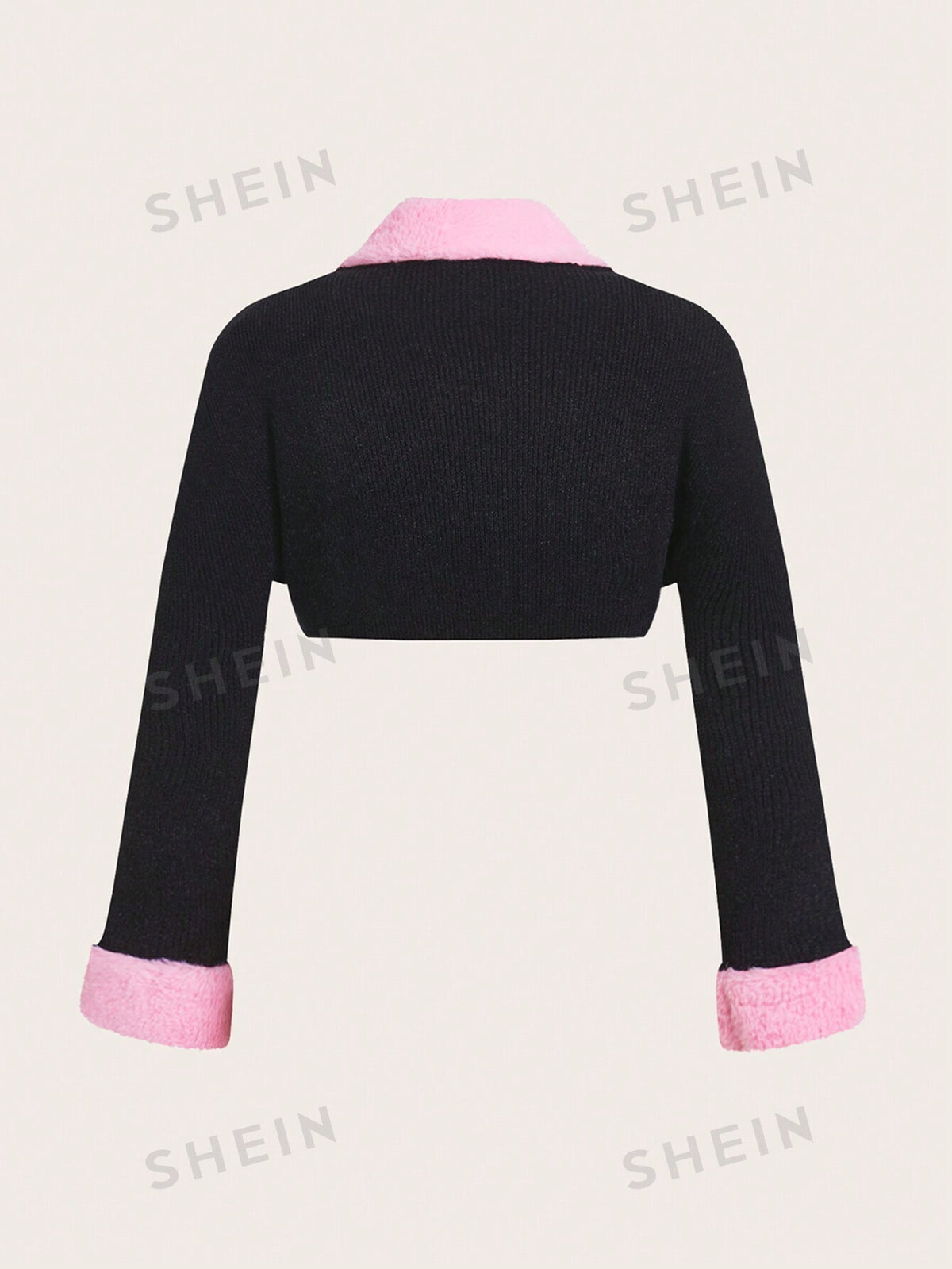 Cozy Comfort: SHEIN ICON Plus Size Plush Patchwork Cardigan