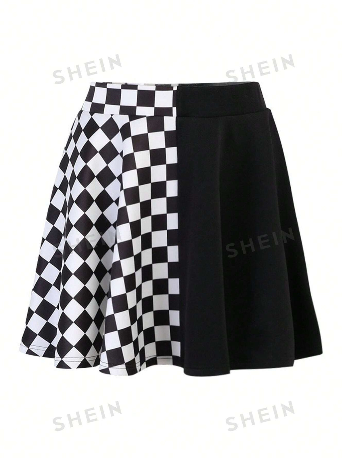 EZwear Women's Plus Size Plaid Patchwork Skirt