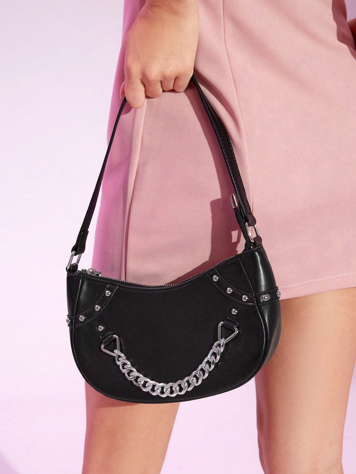 Chain Decorated Single Shoulder Bag For Women