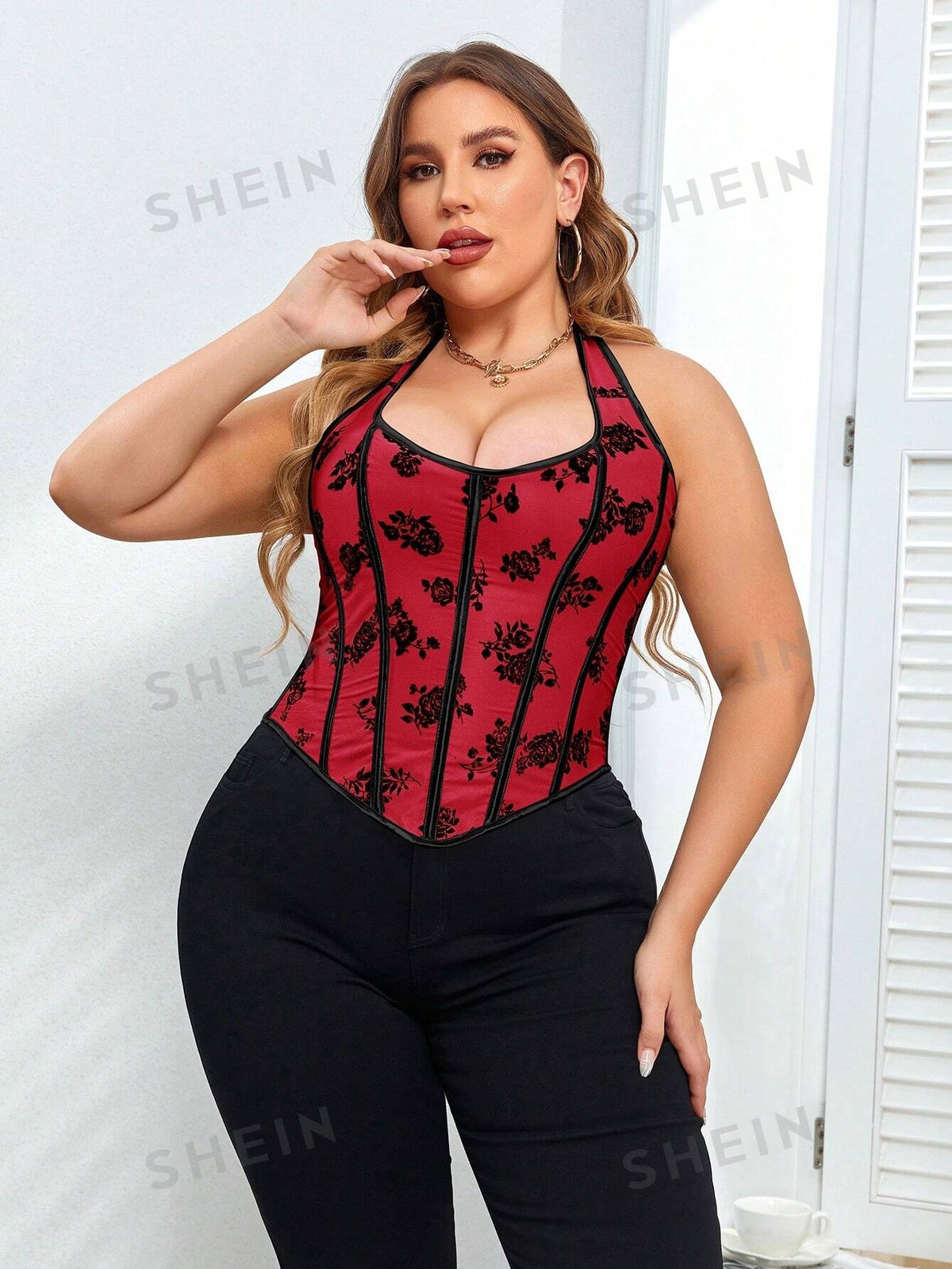 Apperloth A Rave Vintage Embroidery Floral Print Lace Up Back Backless Bandana Hem Corset Bustier Shapewear Crop Tube Top