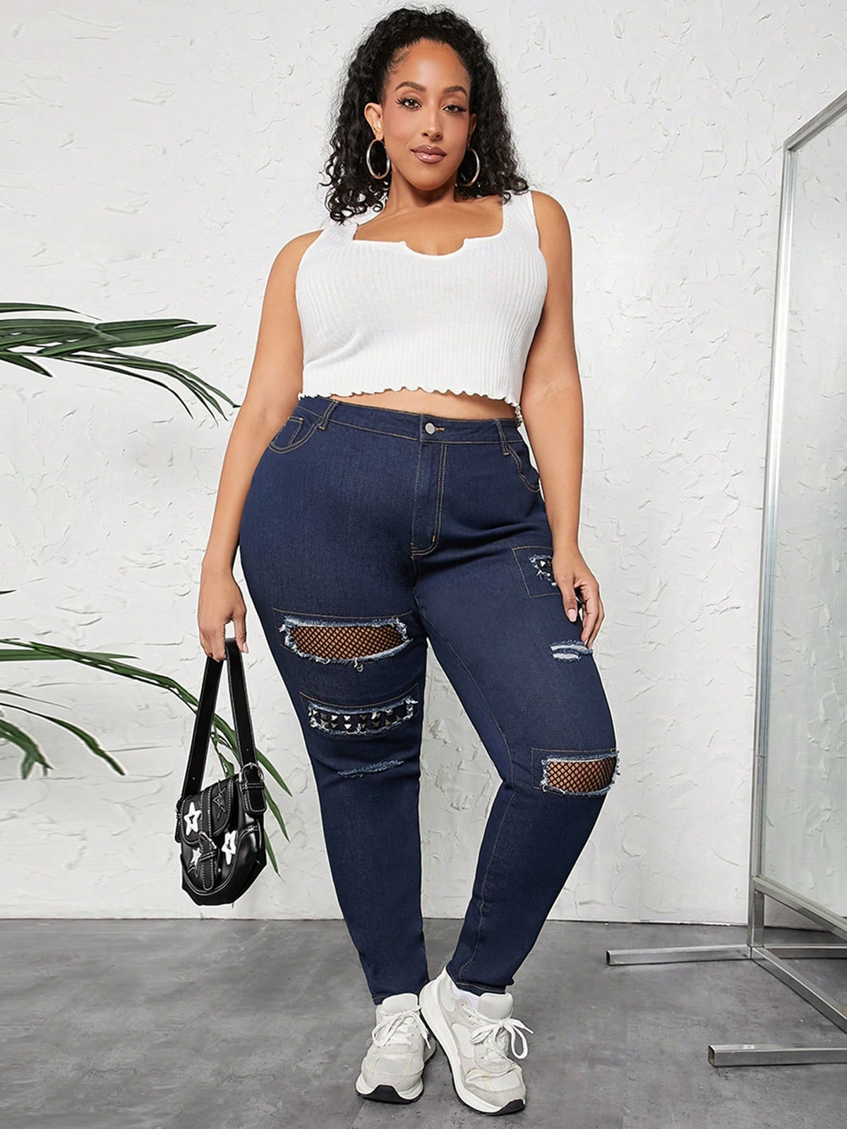 CURVE  Plus Size Women's Skinny Ripped Jeans