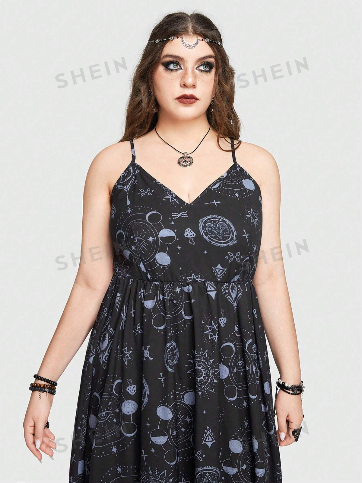 ROMWE Goth Plus Size Irregular Hem Cami Dress With Vacation Style