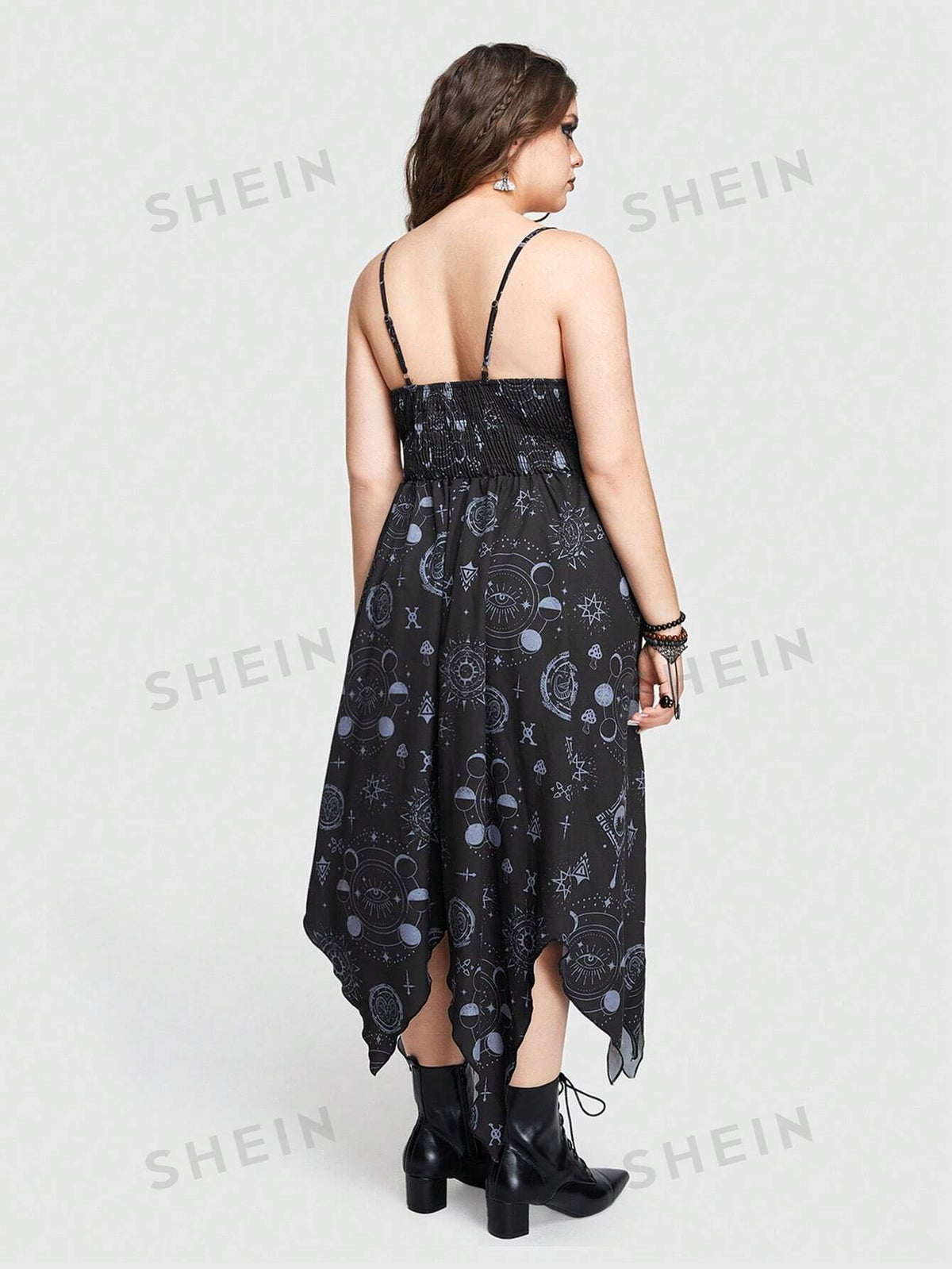 ROMWE Goth Plus Size Irregular Hem Cami Dress With Vacation Style